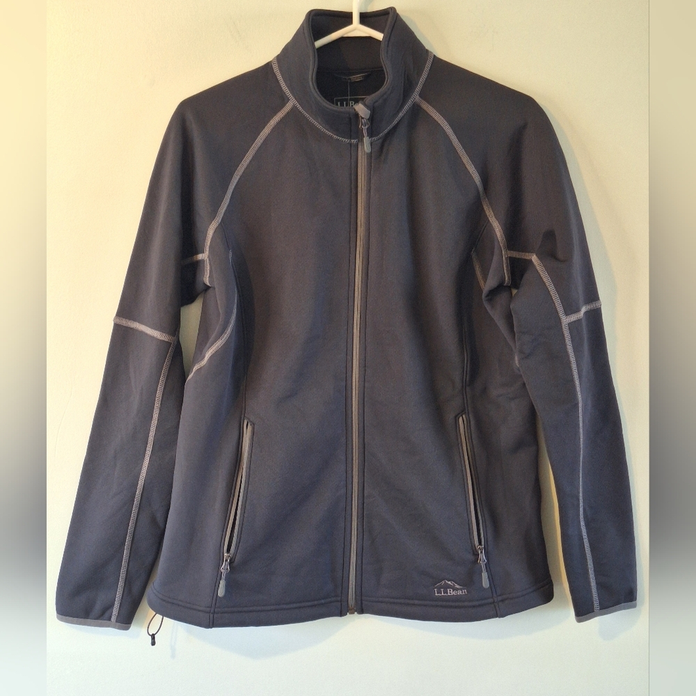 L.L. Bean Womens Black ProStretch Full Zip Long Sleeve Fleece Jacket Size M